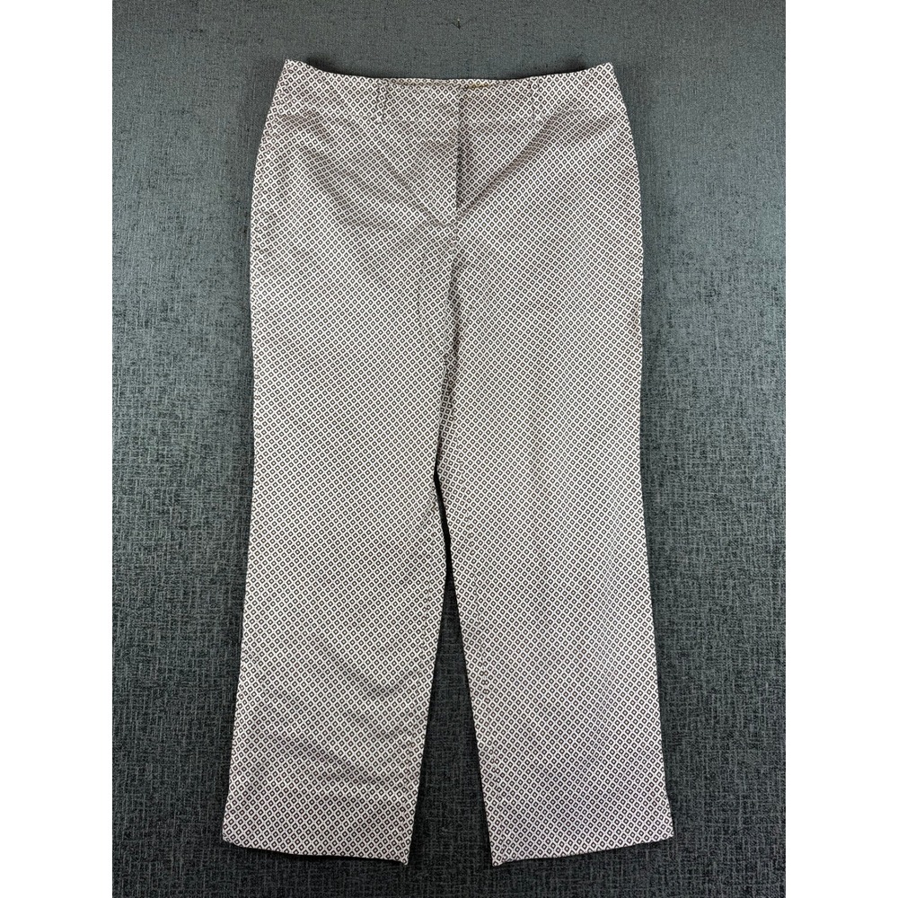 Talbots Petites Brown White Geometric Diamond‎ Print Stretch Ankle Pants 10P